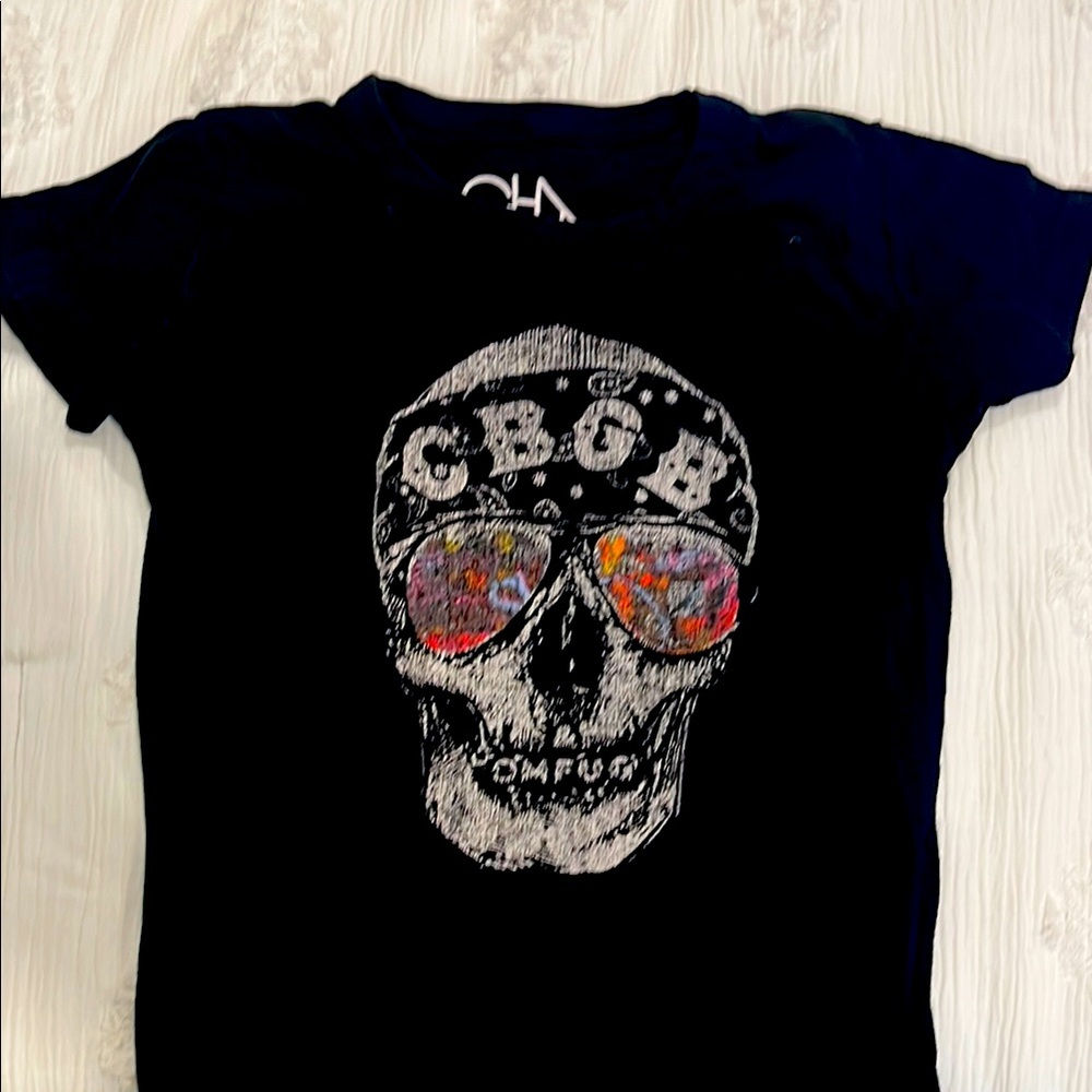 YOUTH Chaser Black Skull Graphic T-Shirt